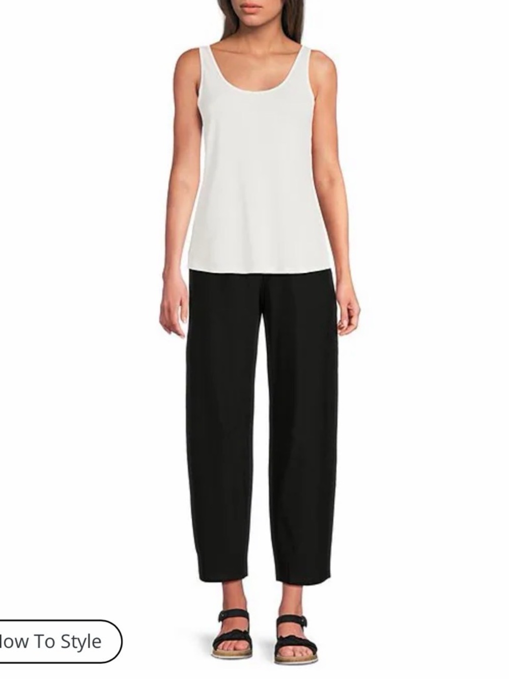 Eileen Fisher Stretch 100% Silk Jersey Scoop Neck Round Neck Tank Size PM